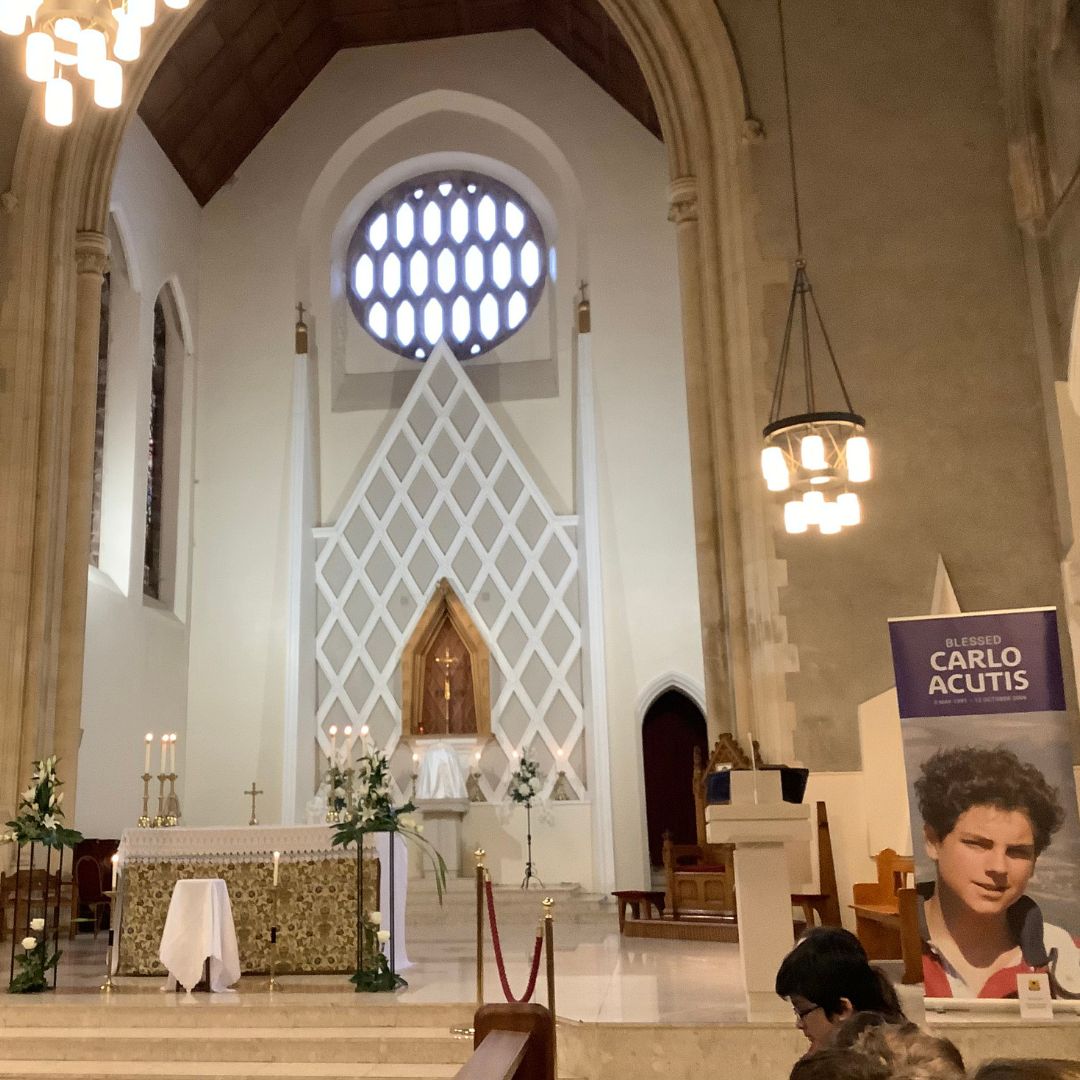 St John’s College trip to St David’s Cathedral to welcome the relic of Blessed Carlo Acutis